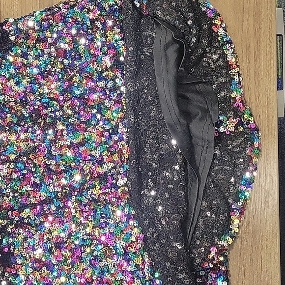 FORE-Rainbow Sequin Open Back Mini Dress-Size XL - Picture 10 of 17